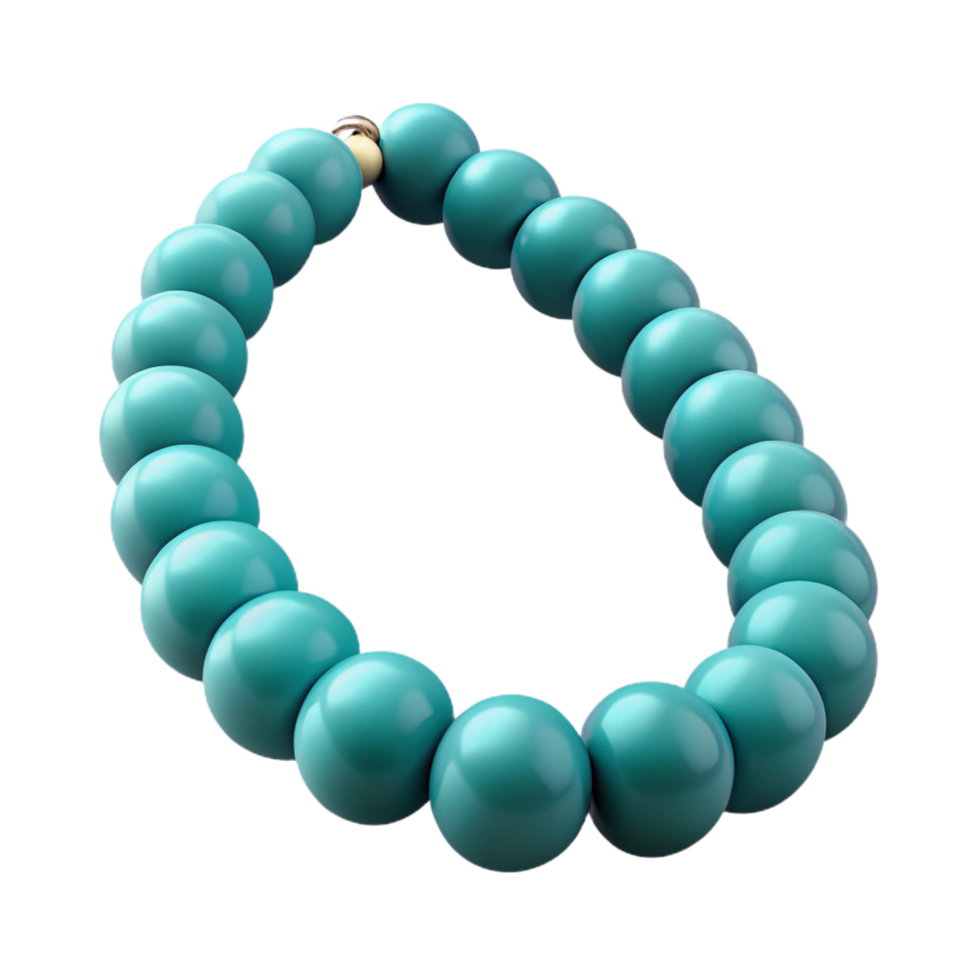 standout modern Chunky turquoise beanecklace with silver clasp, matte finish, studio lighting, product shot, isolateon transparent background,high-resolution product photography fine detail png