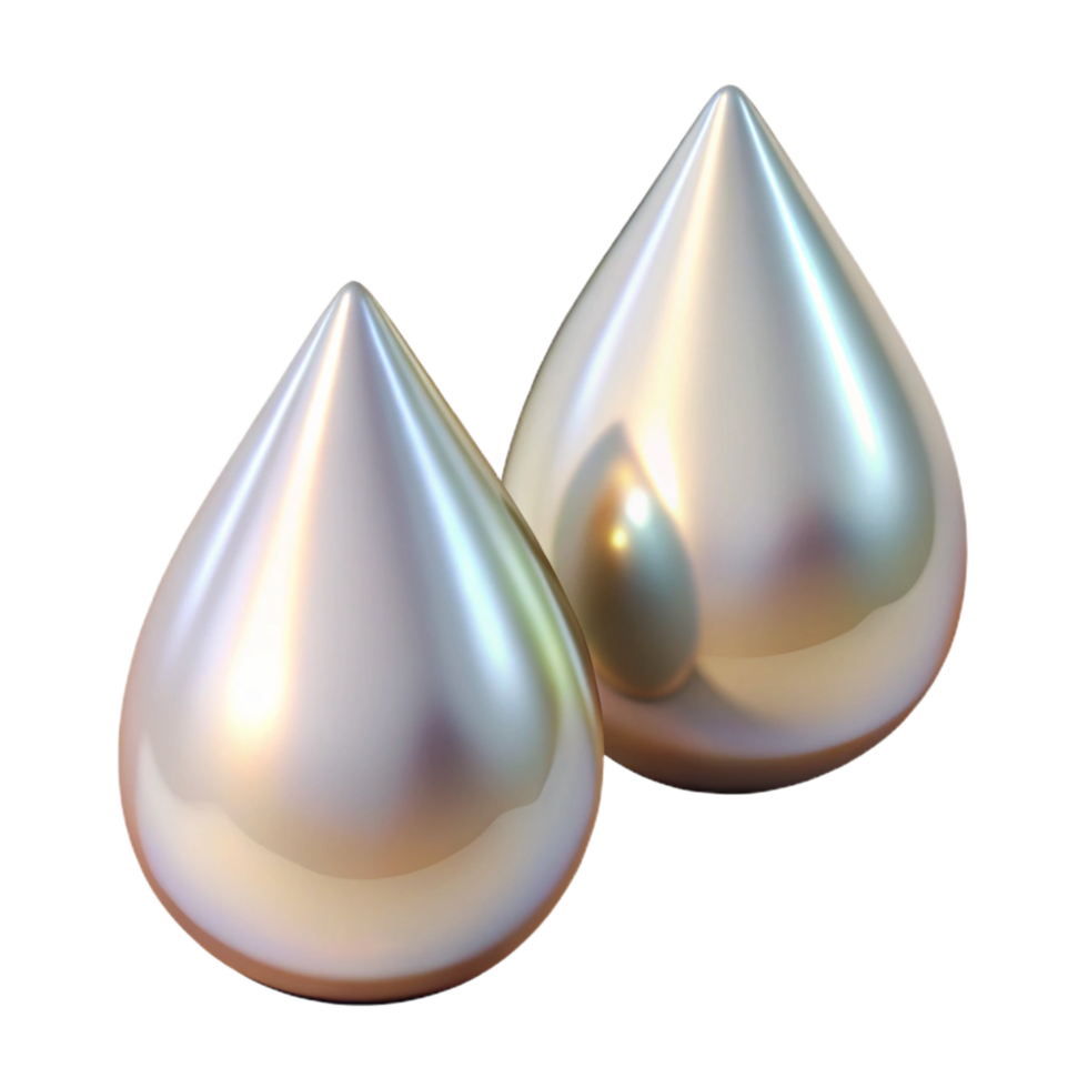 fascinating creative Pair of pearl earrings, teardrop shaped, iridescent luster, soft lighting, front view, product shot, isolateon transparent background,high-resolution product photography ultra HD png