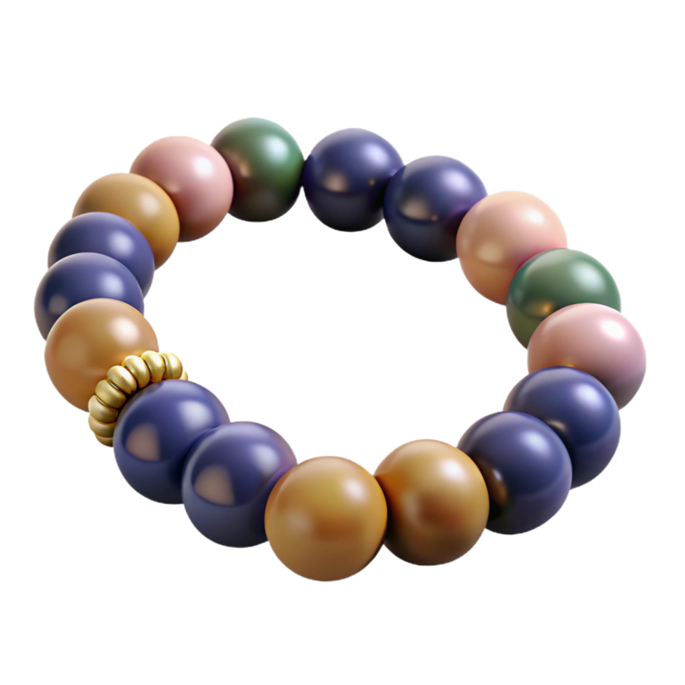 exquisite traditional Beadebracelet with various gemstones, matte finish, studio lighting, product shot, isolateon transparent background,high-resolution product photography gallery standard png
