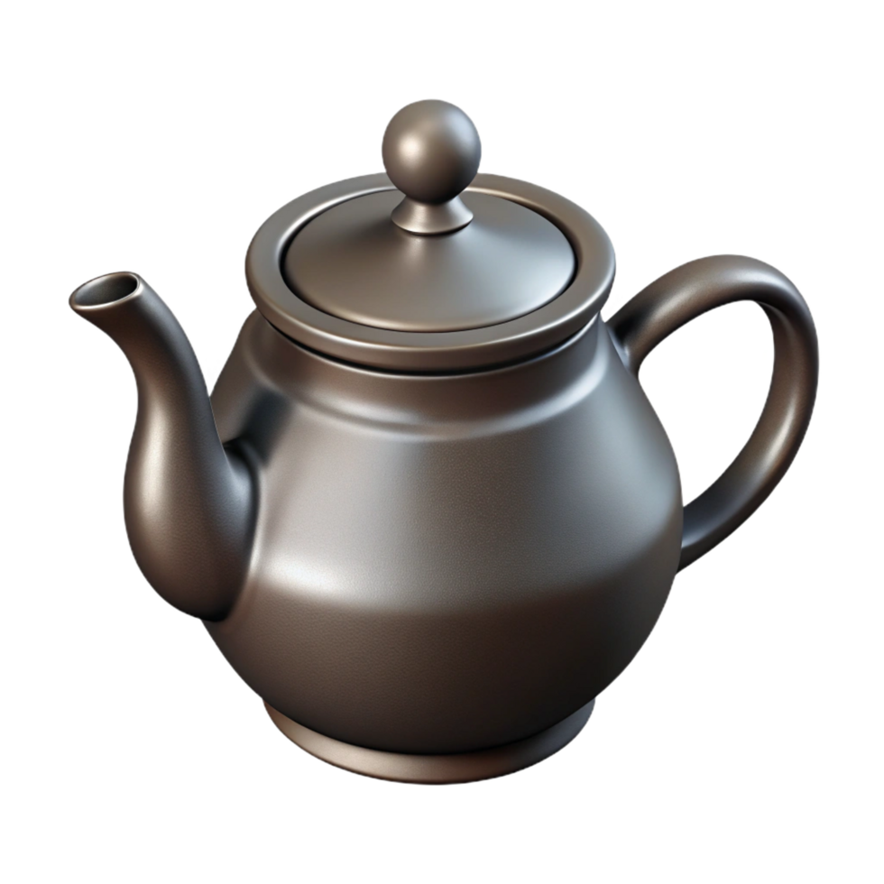 serene exemplary Hand-drawn teapot, simple line art style, black ink on white, front view, isolateon transparent background,high-resolution product photography png