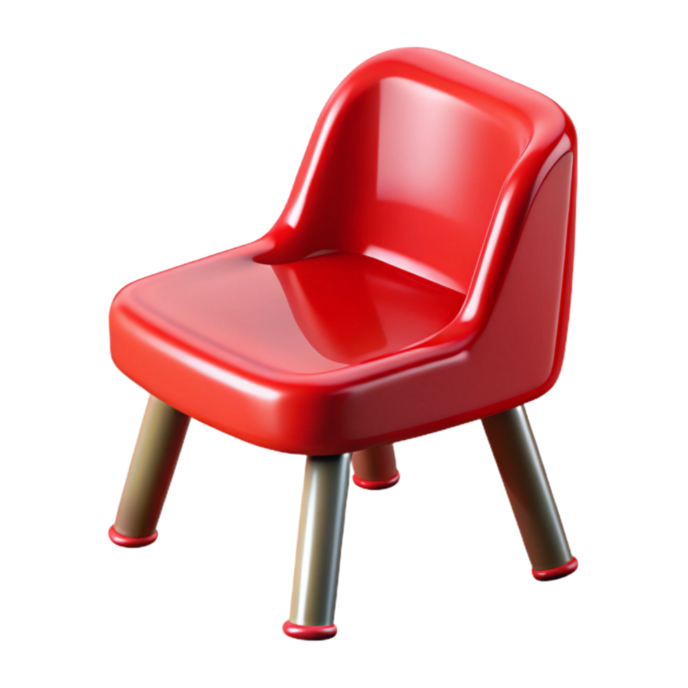 magnificent modern Plastic chair, vibrant red, glossy finish, studio lighting, side view, isolateon transparent background,high-resolution product photography flawless png