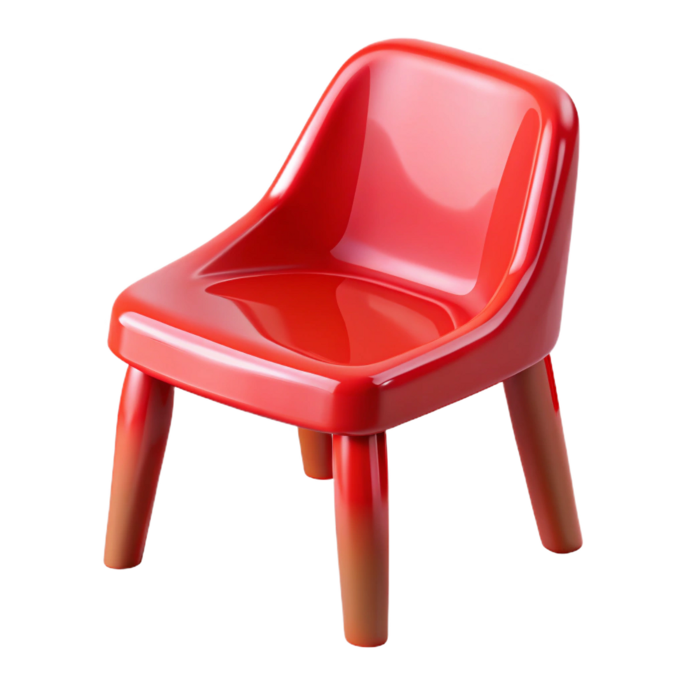 splendivictorian Plastic chair, vibrant red, glossy finish, studio lighting, side view, isolateon transparent background,high-resolution product photography precision png
