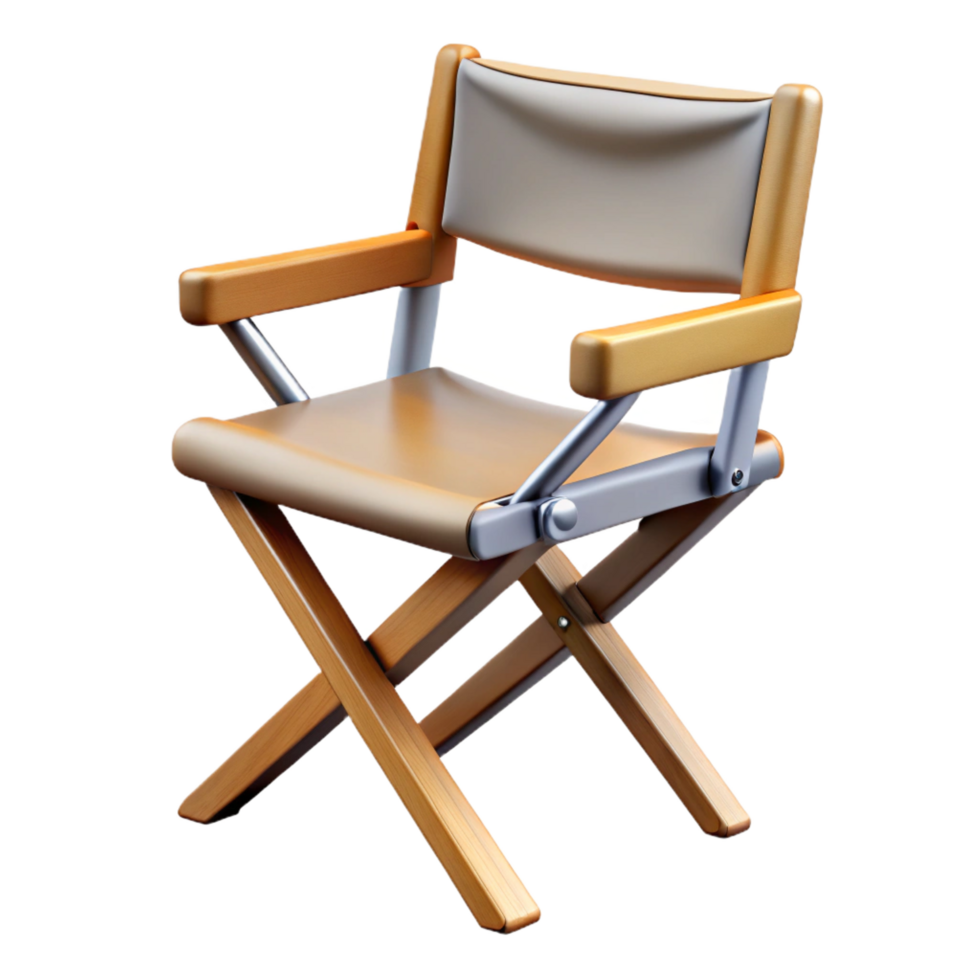 distinguisheclassic Folding chair, metal frame, canvas seat, studio lighting, front view, isolateon transparent background,high-resolution product photography refined png