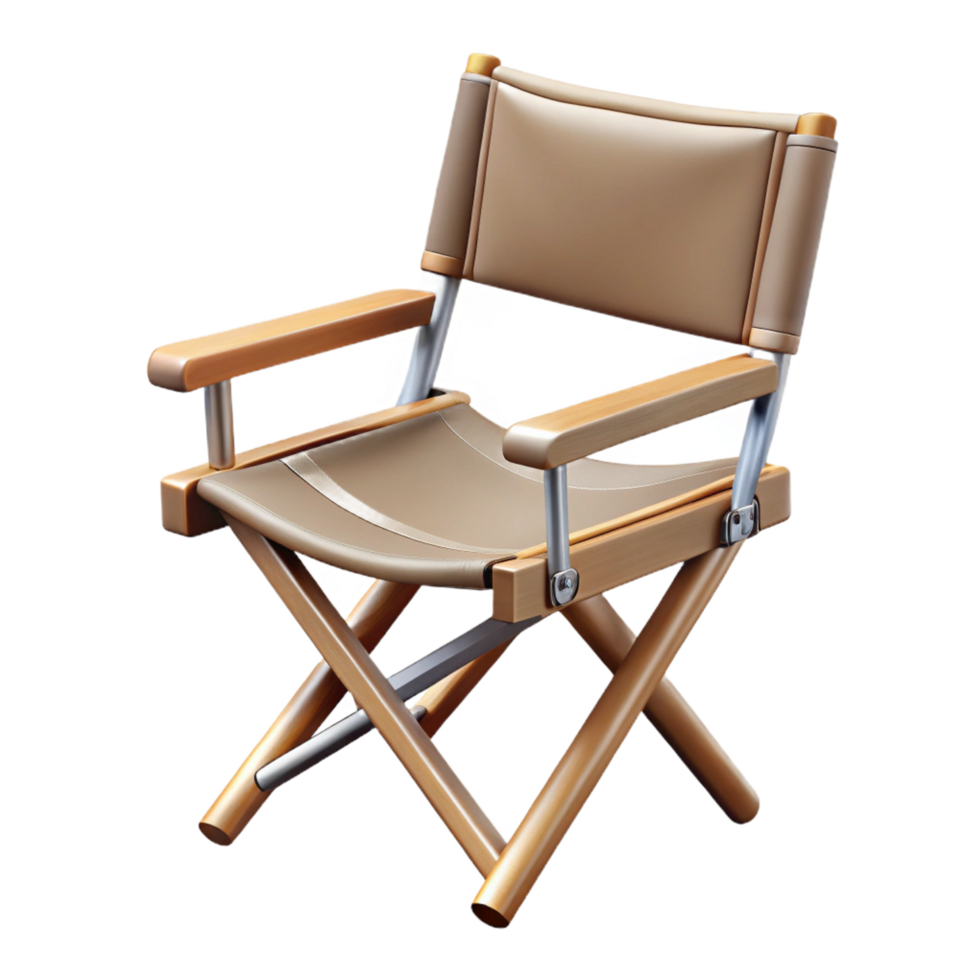 tranquil majestic Folding chair, metal frame, canvas seat, studio lighting, front view, isolateon transparent background,high-resolution product photography masterfully captured png