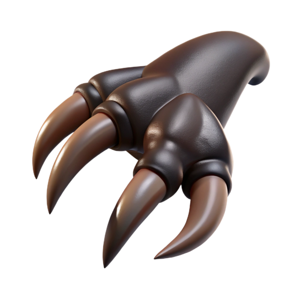 coveteretro A single, severegriffin claw with sharp talons, dark, keratinous texture, dramatic lighting, top-down view, isolateon transparent background,high-resolution product photography fine detail png