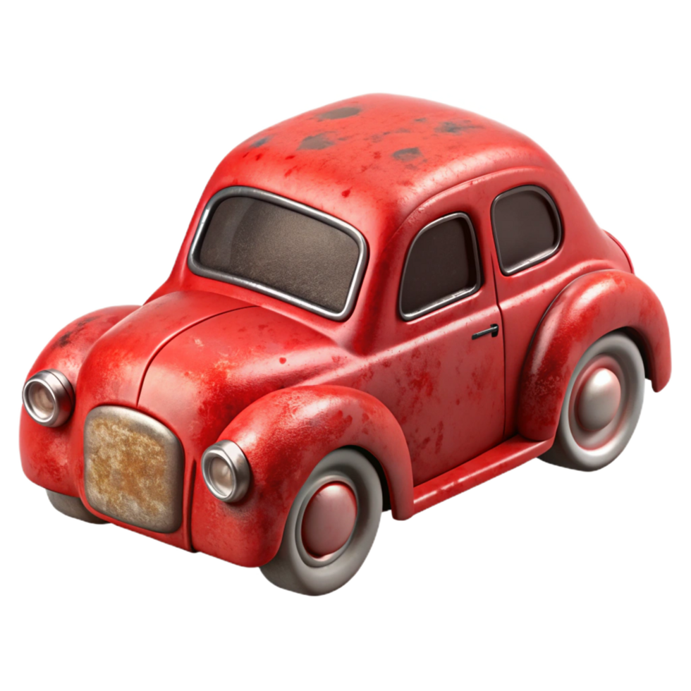 stunning coastal Vintage metal toy car, repaint with chippeareas, visible rust spots, studio lighting, studio photography, isolateon transparent background,high-resolution product photography original png