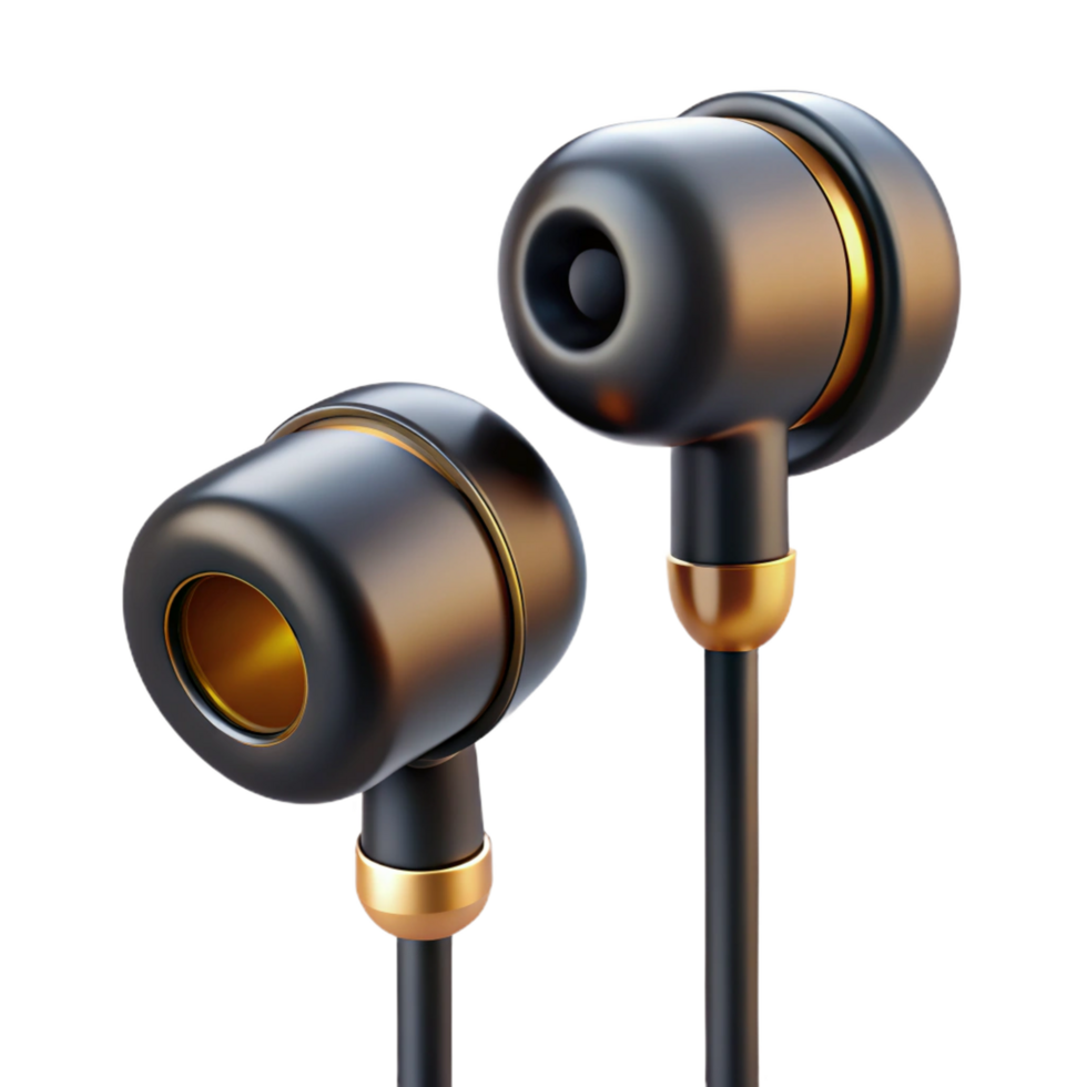 playful alluring Single wireearphone, black plastic housing, metallic accents, in-ear design, studio lighting, with transparent background,high-resolution product photography authentic png