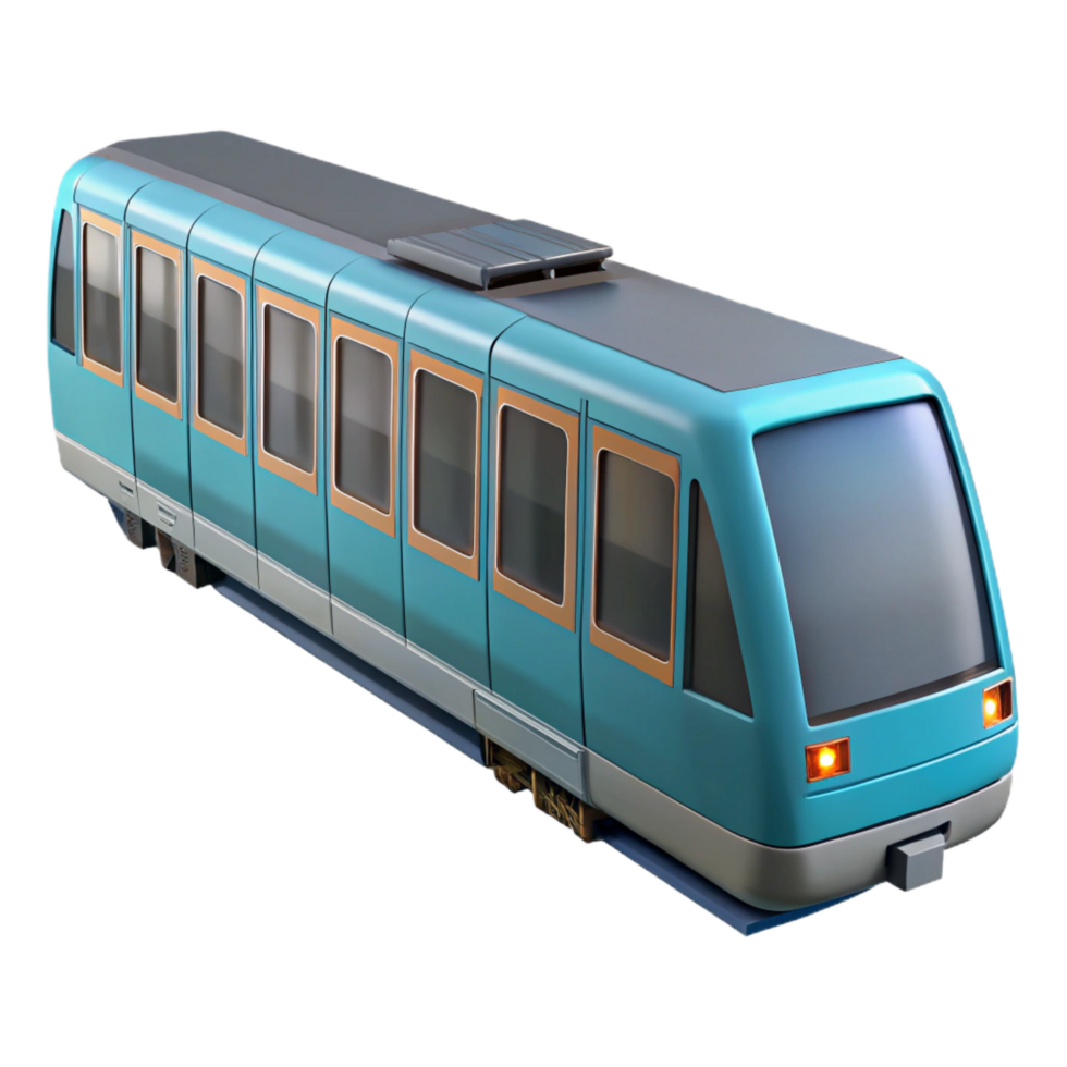elegant retro Subway car, modern design, passenger windows, studio lighting, side view, detaileillustration, with transparent background,high-resolution product photography studio quality png