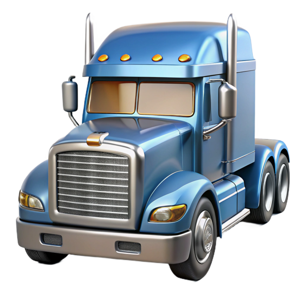 glorious industrial Semi-truck cab, chrome details, sleeper compartment, studio lighting, front view, detaileillustration, with transparent background,high-resolution product photography authentic png