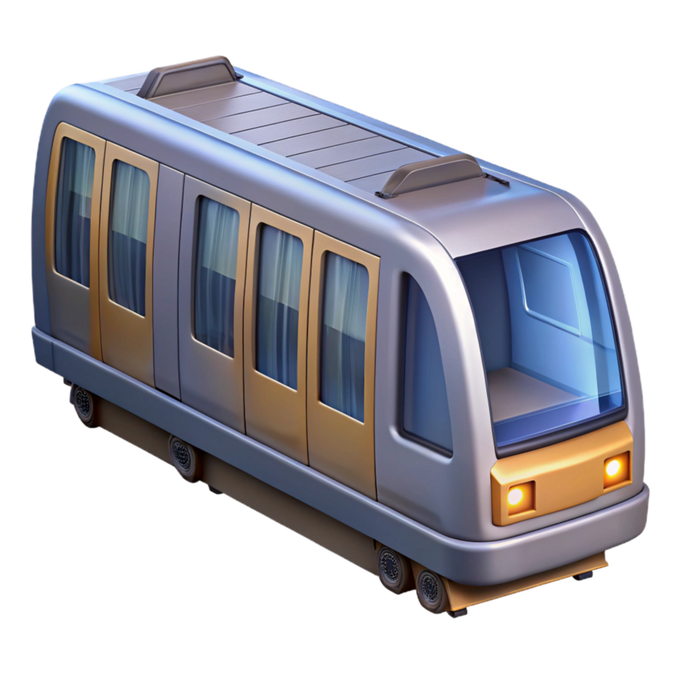 serene whimsical urban Subway car, modern design, passenger windows, studio lighting, side view, detaileillustration, with transparent background,high-resolution product photography genuine png