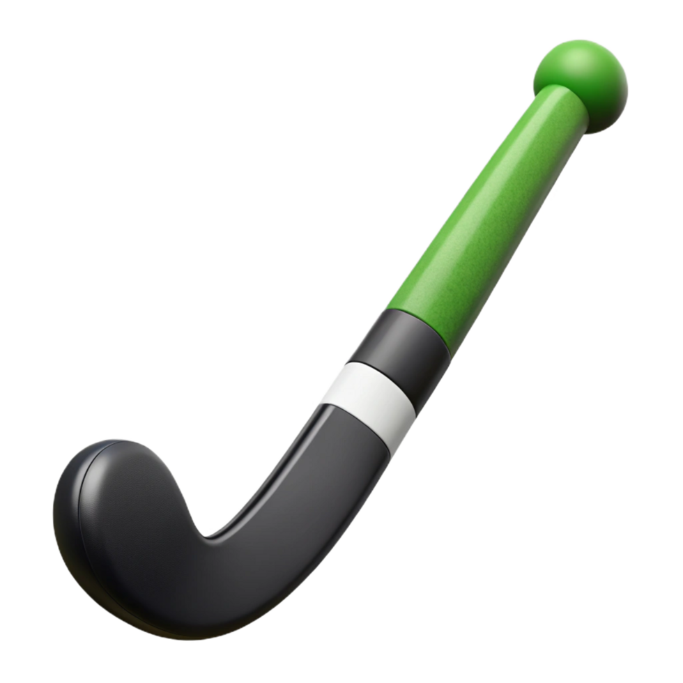 glorious rare Green anblack composite fielhockey stick, slightly curved, texturegrip, studio lighting, side view, product shot, isolateon transparent background,high-resolution product photography png