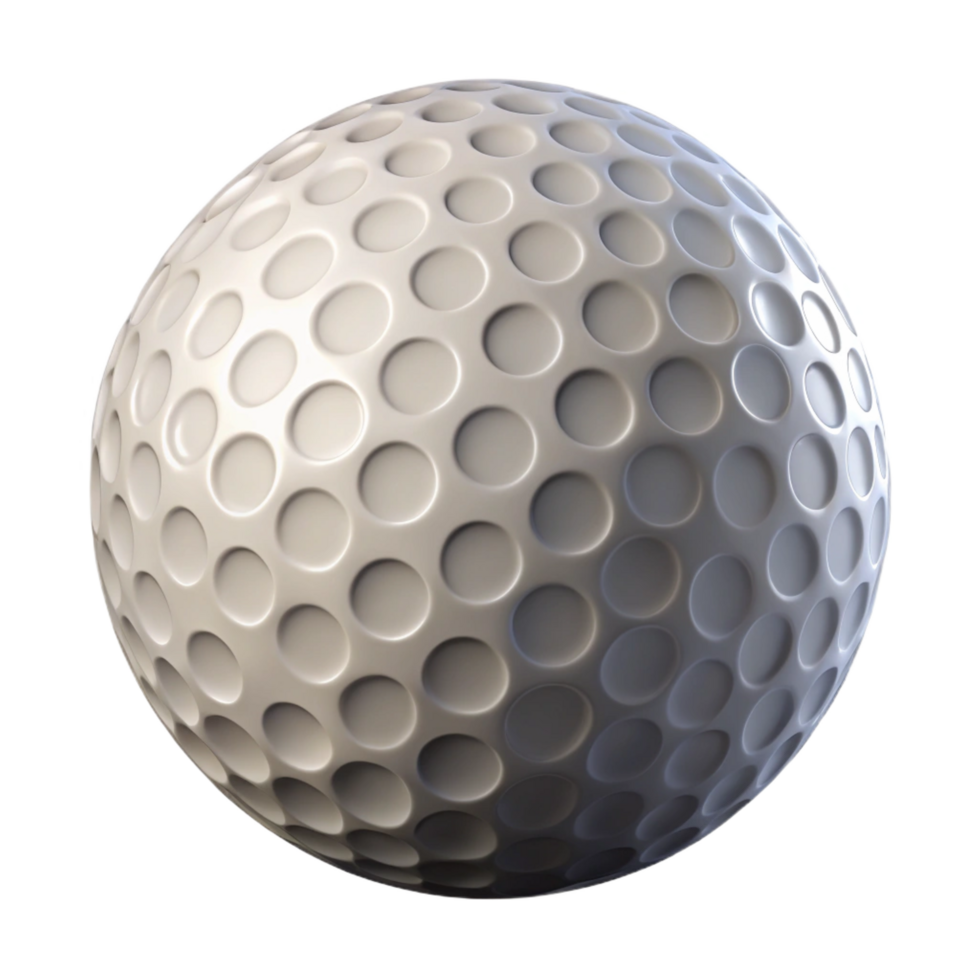 immaculate geometric White golf ball with dimples, pristine condition, studio lighting, top-down view, product shot, isolateon transparent background,high-resolution product photography luxury png