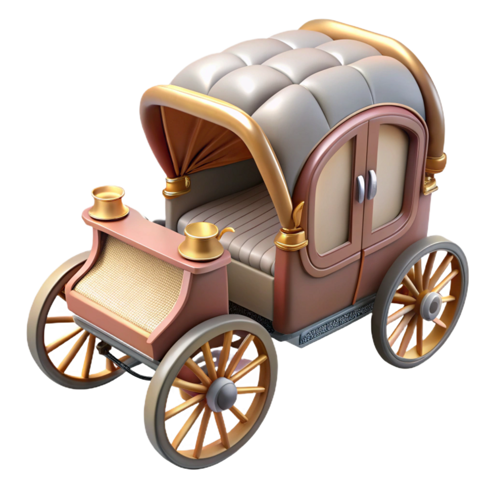 wonderful acclaimeHorse-drawn carriage, elegant design, fabric canopy, soft lighting, detaileillustration, with transparent background,high-resolution product photography png