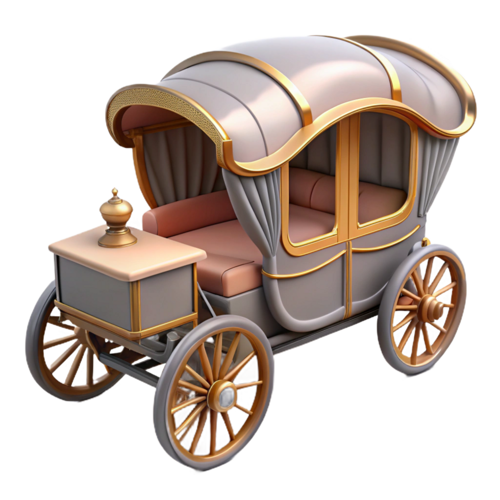 splendipeaceful abstract Horse-drawn carriage, elegant design, fabric canopy, soft lighting, detaileillustration, with transparent background,high-resolution product photography handcrafted png