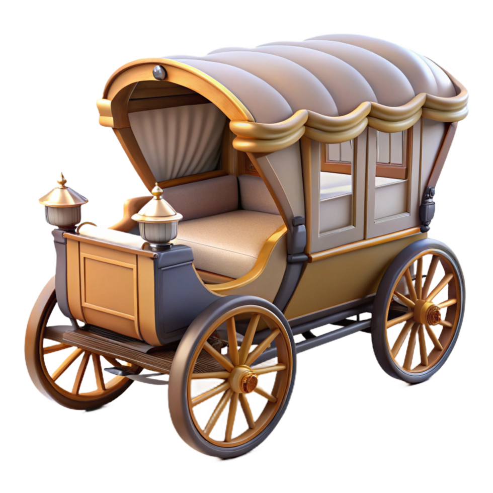 tranquil hypnotic Horse-drawn carriage, elegant design, fabric canopy, soft lighting, detaileillustration, with transparent background,high-resolution product photography gallery standard png