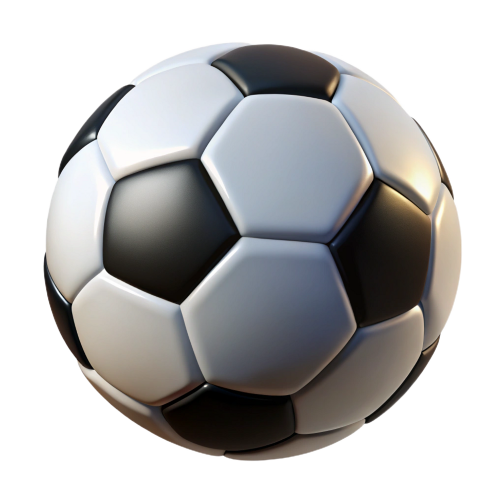 elegant timeless Inflatesoccer ball with classic black anwhite hexagonal pattern, studio lighting, front view, product shot, isolateon transparent background,high-resolution product photography png