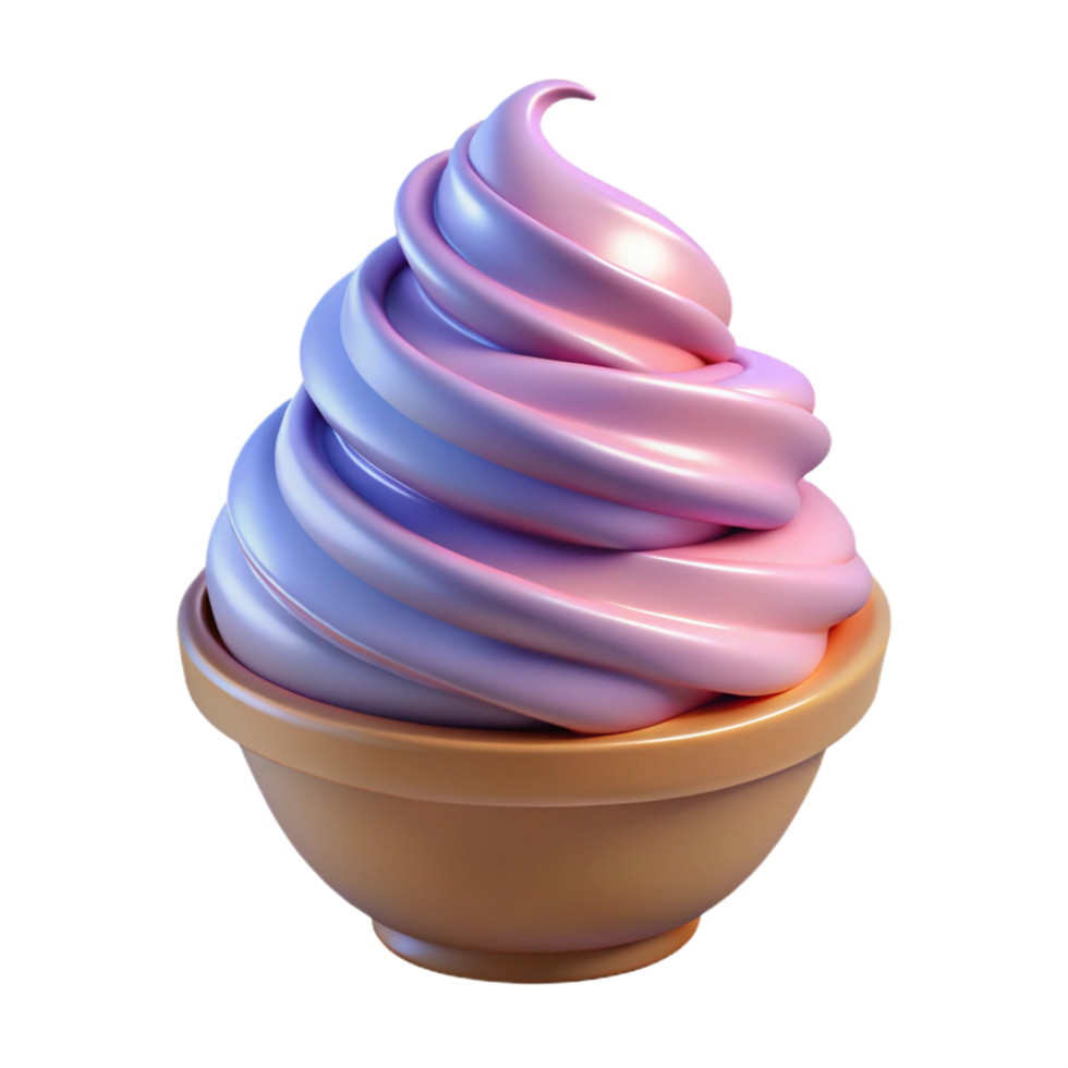 impressive joyful avant-garde Soft serve ice cream swirl, studio lighting, front view, glossy finish, photorealistic, isolateon transparent background,high-resolution product photography professional png