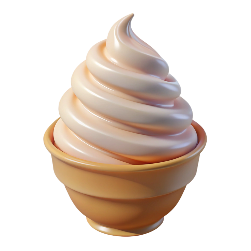 extraordinary iconic Soft serve ice cream swirl, studio lighting, front view, glossy finish, photorealistic, isolateon transparent background,high-resolution product photography png