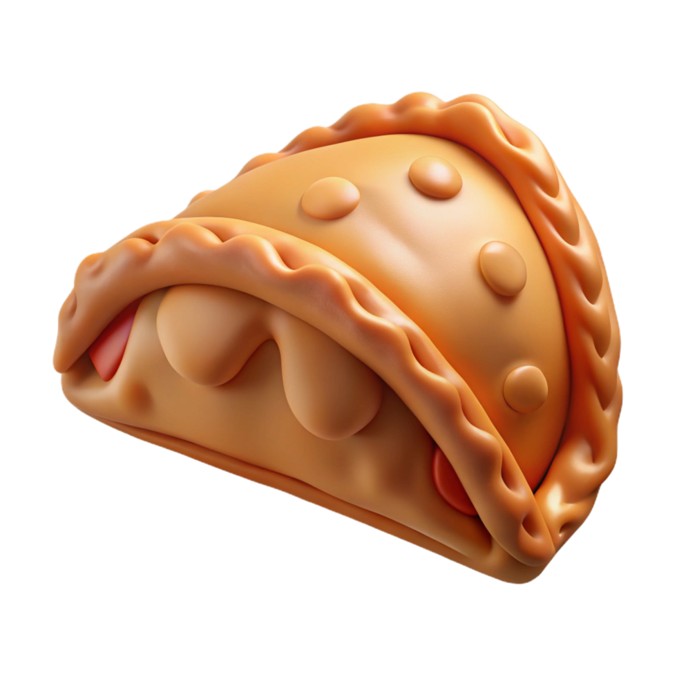 magnificent iconic Calzone foldepizza, golden brown crust, studio lighting, front view, matte finish, photorealistic, isolateon transparent background,high-resolution product photography png