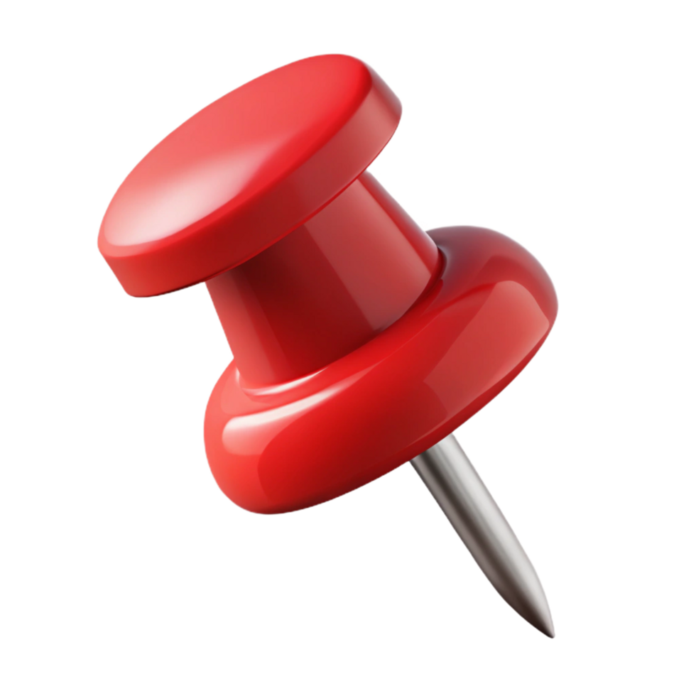 inspireclassic Single push pin, replastic head, sharp metal point, extreme close-up, studio lighting, isolateon transparent background,high-resolution product photography top-tier png