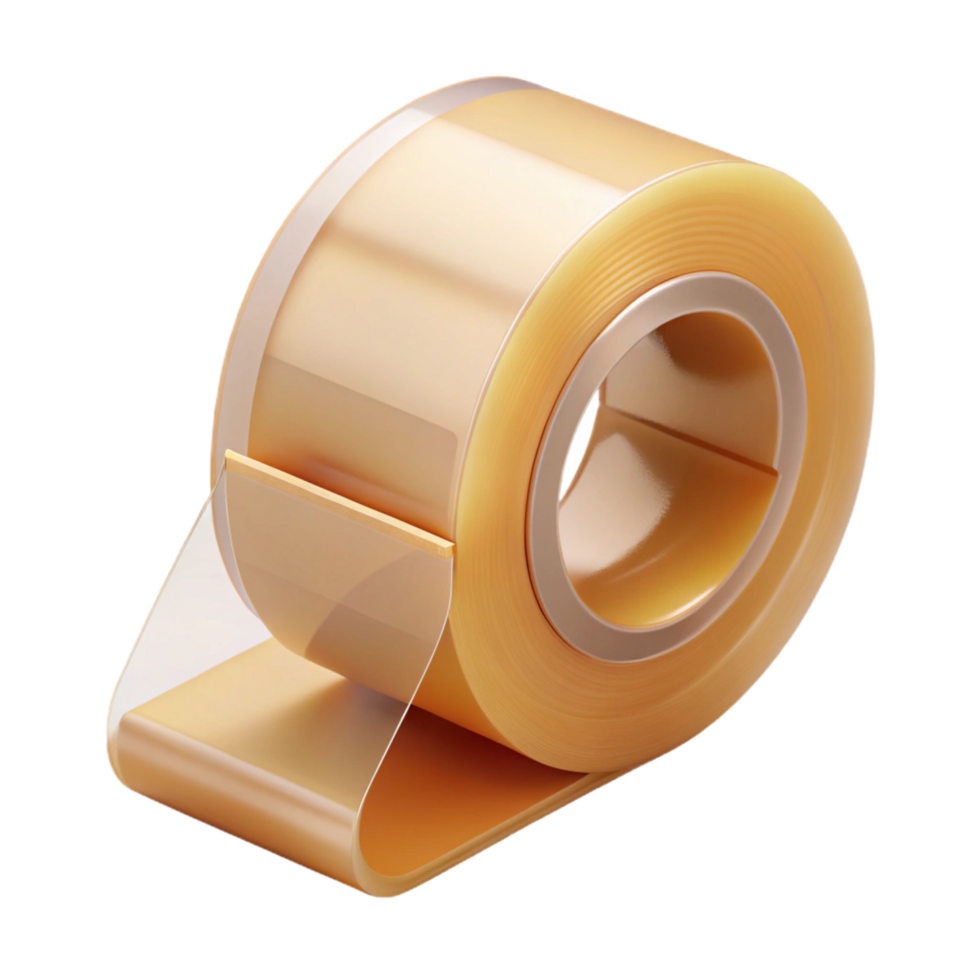 gorgeous memorable Roll of clear packing tape, plastic dispenser, serrateedge, soft lighting, front view, isolateon transparent background,high-resolution product photography png
