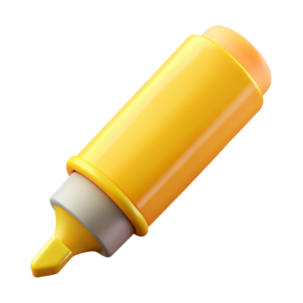 calm magnificent Highlighter, yellow ink, chisel tip, plastic body, studio lighting, isolateon transparent background,high-resolution product photography top-tier png