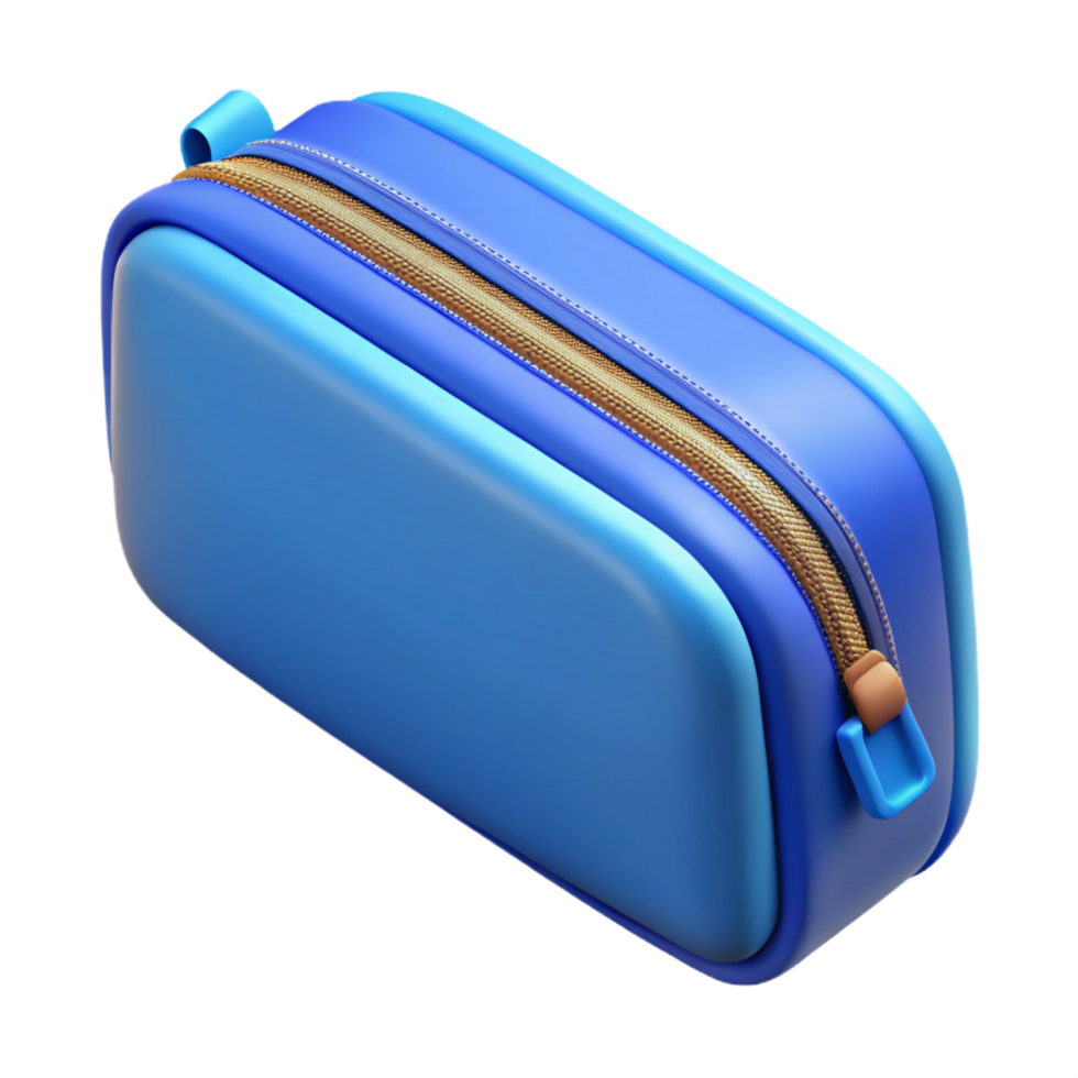 vibrant playful victorian Pencil case, canvas material, zipper closure, blue color, front view, soft lighting, isolateon transparent background,high-resolution product photography top-tier png