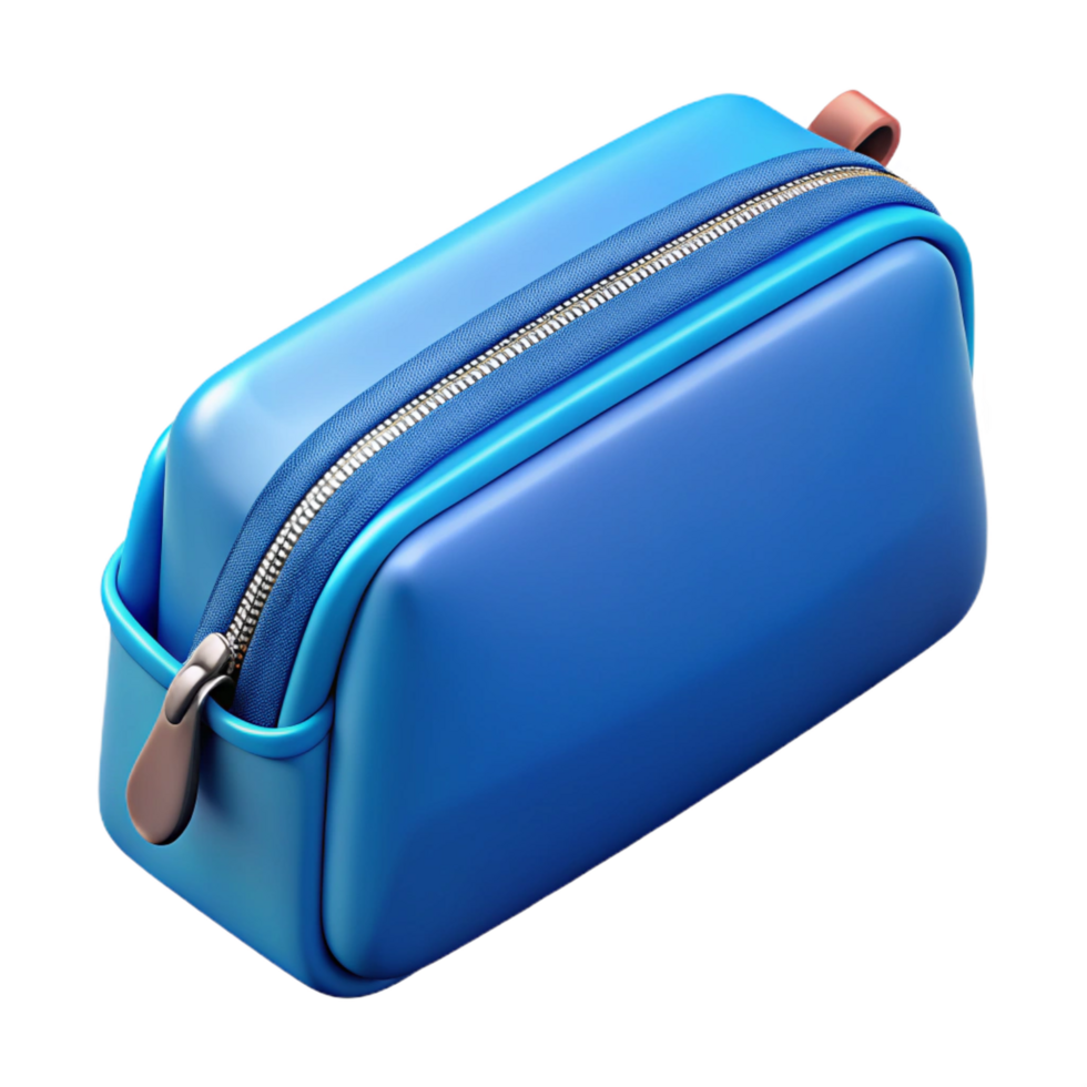 timeless contemporary Pencil case, canvas material, zipper closure, blue color, front view, soft lighting, isolateon transparent background,high-resolution product photography high quality png