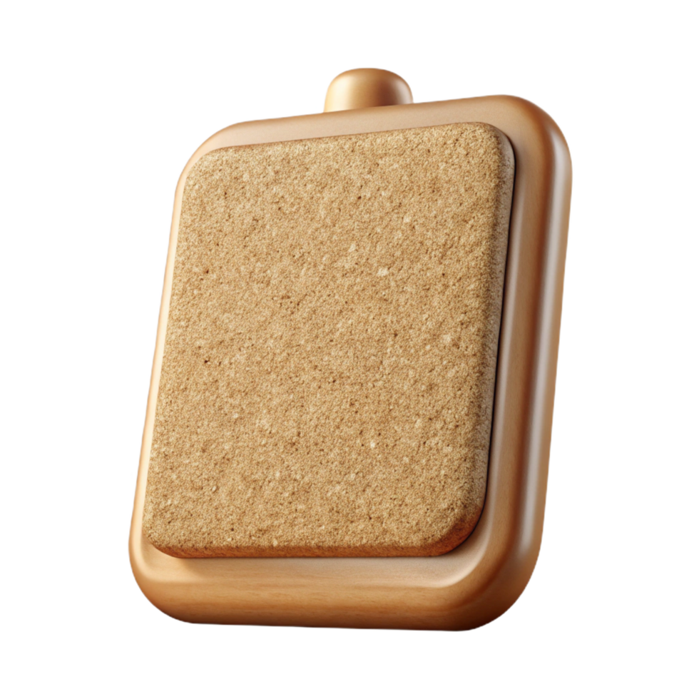 stunning abstract Corkboard, natural cork, wooden frame, front view, soft lighting, isolateon transparent background,high-resolution product photography studio quality png
