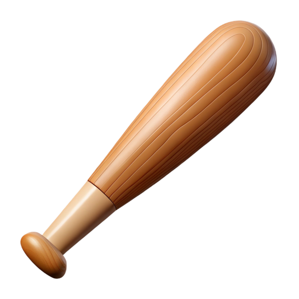 pristine exemplary Baseball bat, wooden, natural grain visible, slight grip wear, soft lighting, isolateon transparent background,high-resolution product photography png