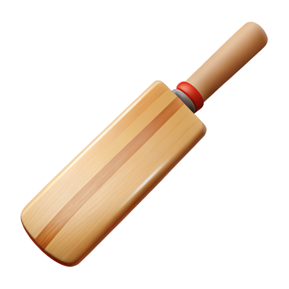 calm captivating Cricket bat, natural wood, embossebranlogo, soft lighting, front view, isolateon transparent background,high-resolution product photography museum quality png