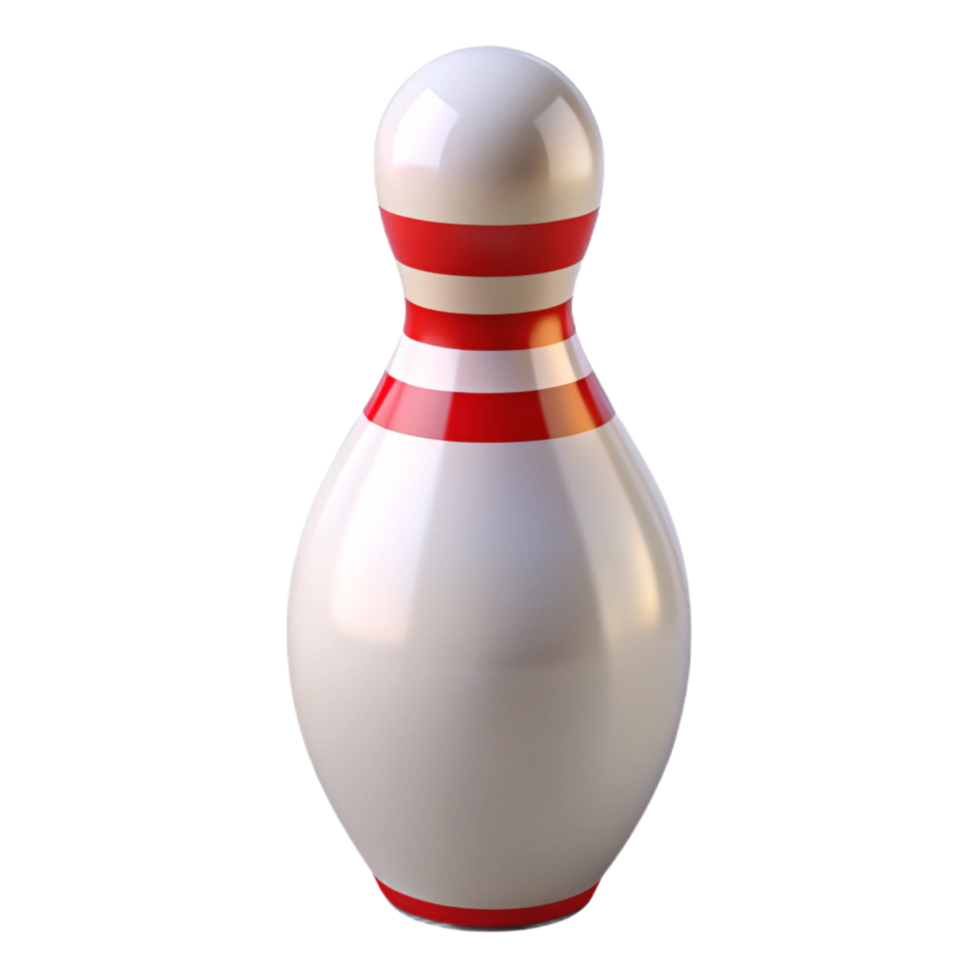 captivating urban Bowling pin, white with restripes, glossy finish, studio lighting, front view, isolateon transparent background,high-resolution product photography authentic png
