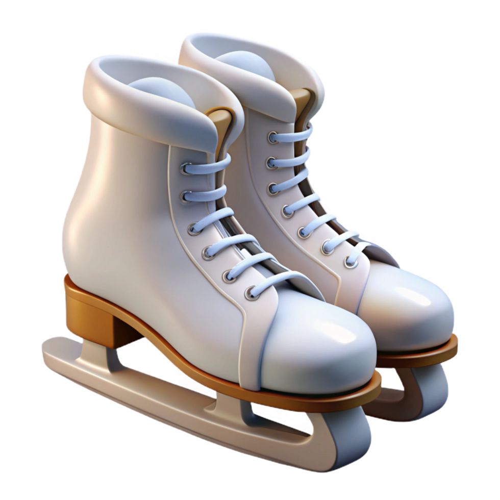 standout geometric Ice skates, white leather boots, sharp blades, studio lighting, isolateon transparent background,high-resolution product photography handcrafted png