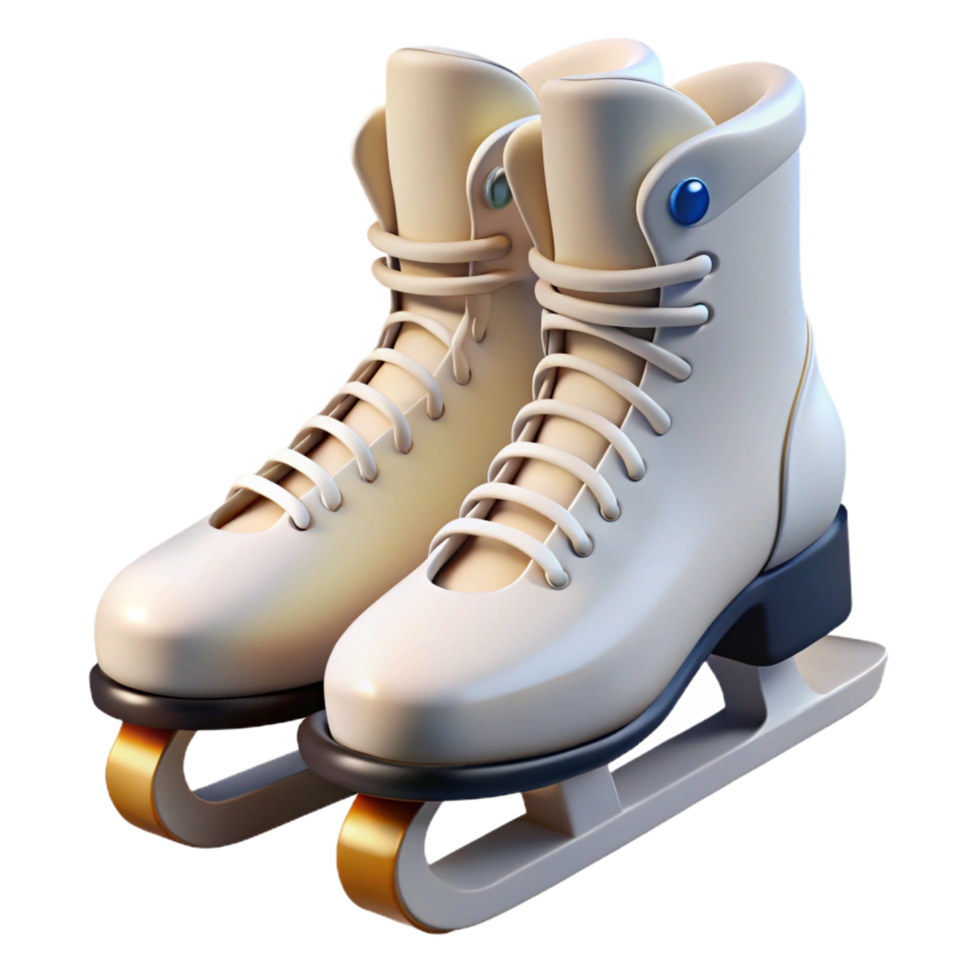 sumptuous distinguisheIce skates, white leather boots, sharp blades, studio lighting, isolateon transparent background,high-resolution product photography png