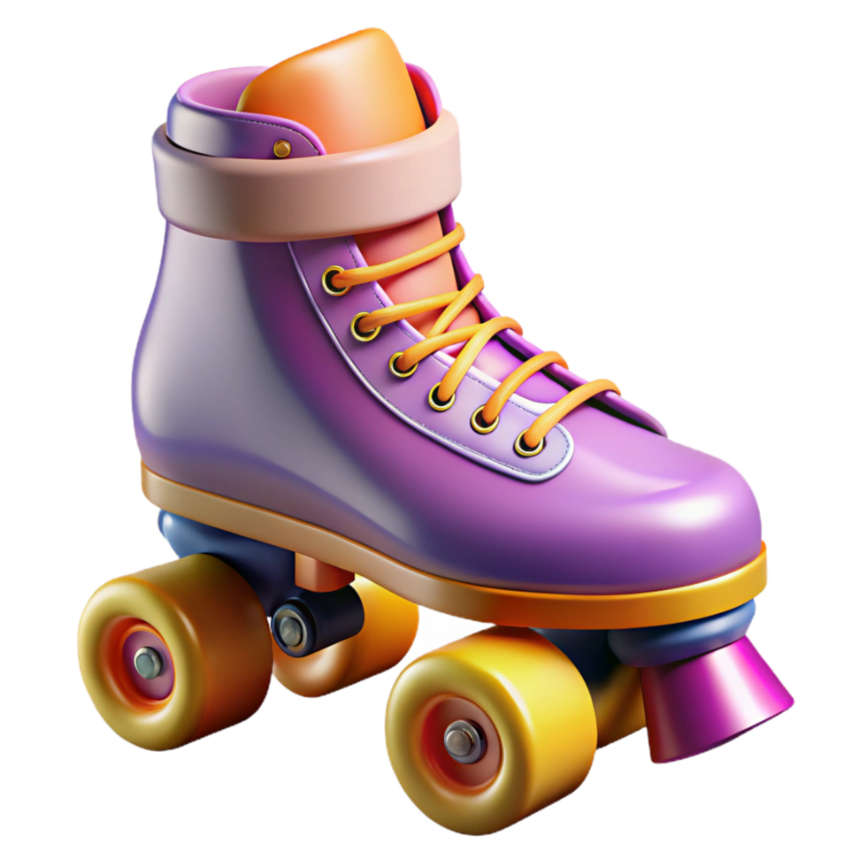 radiant melancholic creative Roller skates, quadesign, colorful wheels, high-top boots, studio lighting, side view, with transparent background,high-resolution product photography crisp png