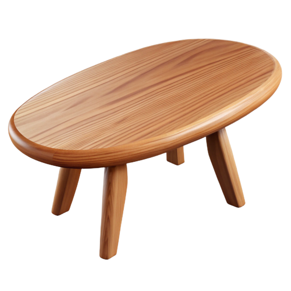 exceptional tropical Oval oak dining table with a natural finish, visible woograin, soft lighting, front view, isolateon transparent background,high-resolution product photography authentic png
