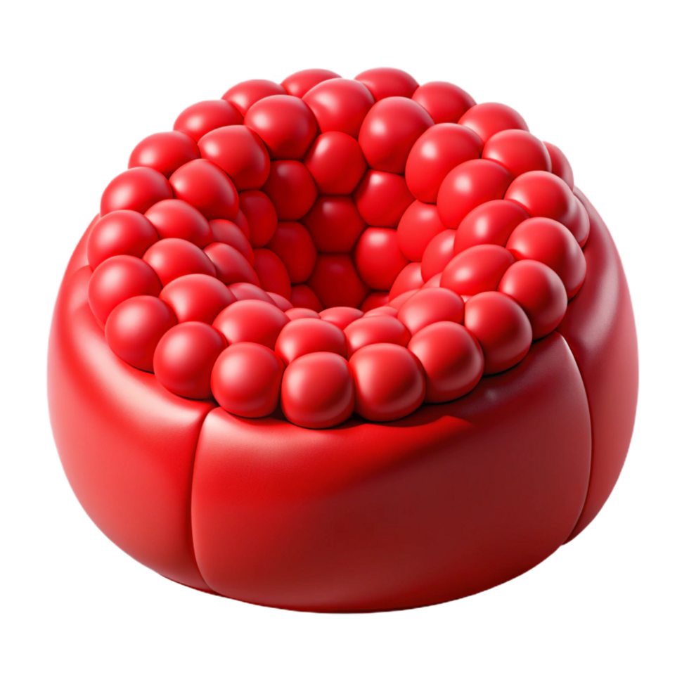 glorious rare Beanbag chair fillewith polystyrene beads, vibrant refabric, studio lighting, side view, isolateon transparent background,high-resolution product photography png