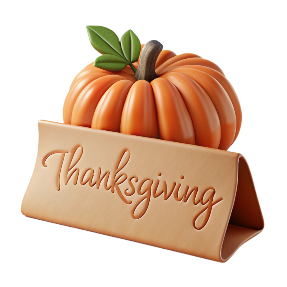 peaceful spectacular Thanksgiving themeplace carwith hand-drawn calligraphy, texturepaper, warm lighting, front view, isolateon transparent background,high-resolution product photography genuine png