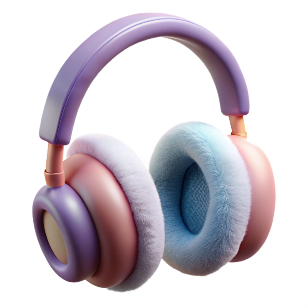 breathtaking modern Studio-quality headphones with plush earcups anadjustable headband, front view, soft lighting, isolateon transparent background,high-resolution product photography 4K png