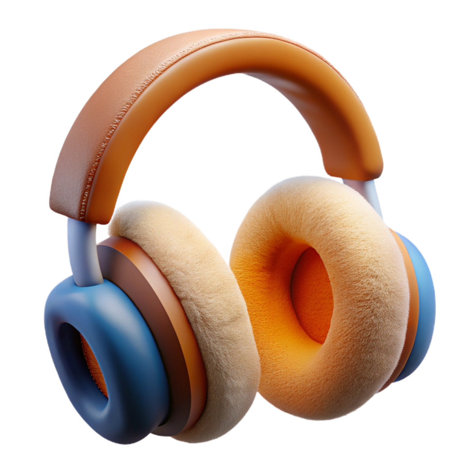 exquisite dreamy baroque Studio-quality headphones with plush earcups anadjustable headband, front view, soft lighting, isolateon transparent background,high-resolution product photography crisp png