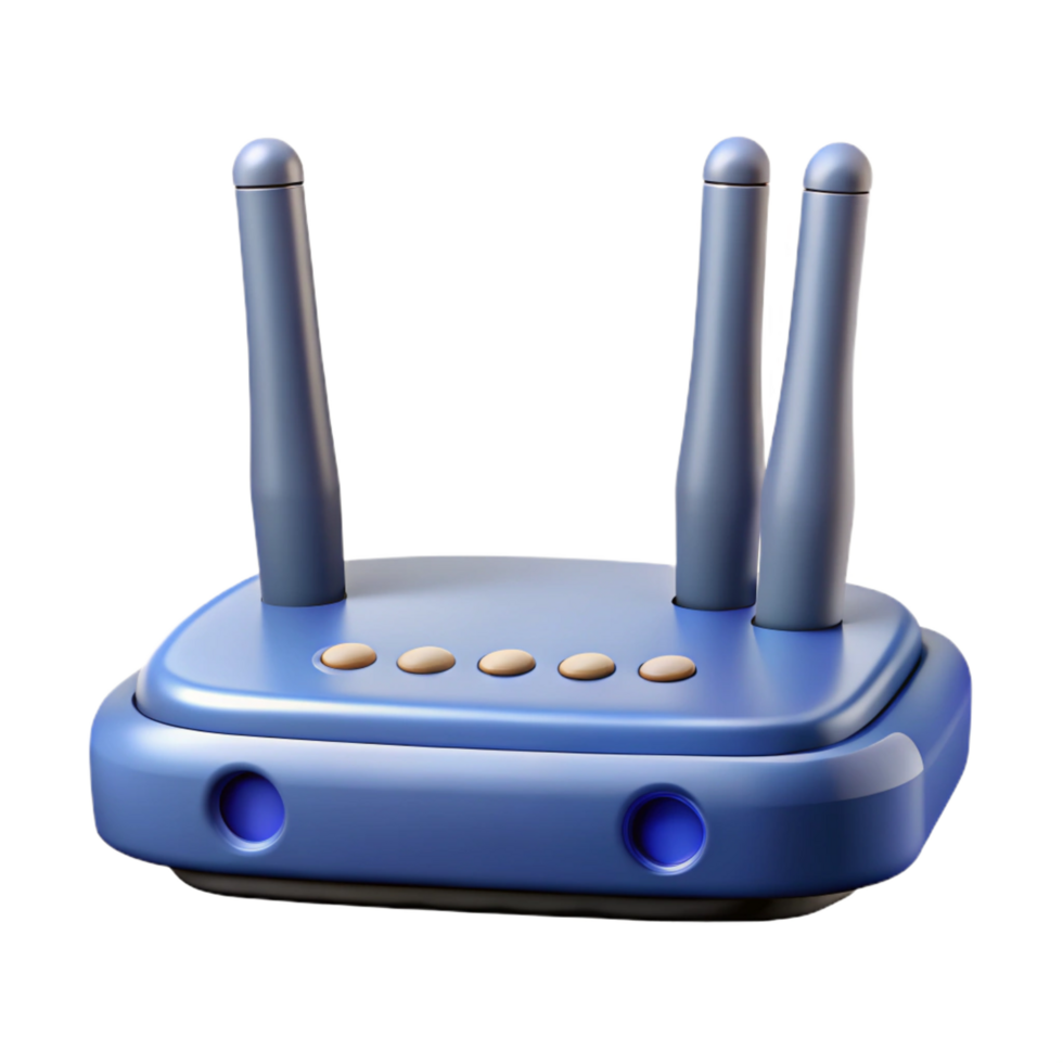 dazzling contemporary Wireless router with multiple antennas, front view, studio lighting, isolateon transparent background,high-resolution product photography detailed png