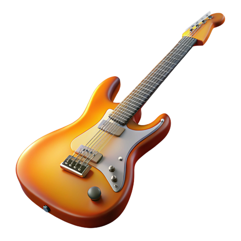 iconic renaissance Electric guitar with sunburst finish anvisible strings, angleperspective, studio lighting, isolateon transparent background,high-resolution product photography flawless png