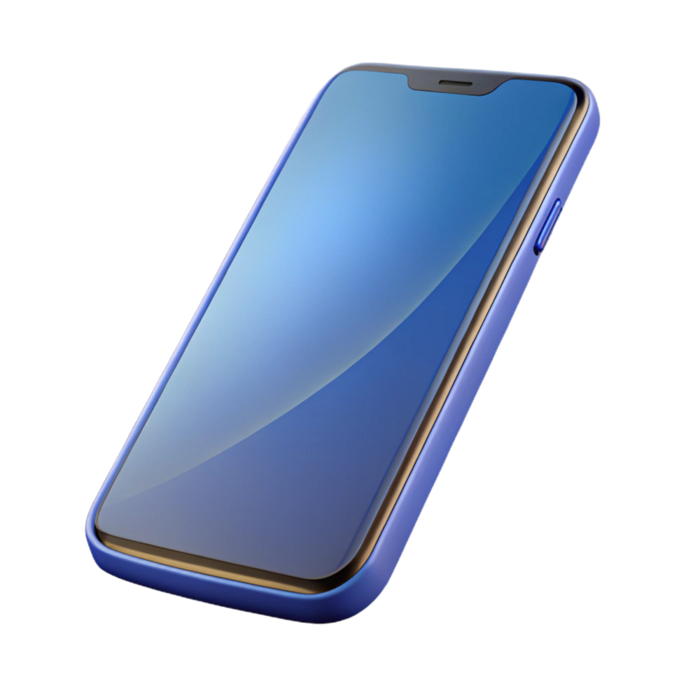 melancholic spectacular Smartphone with curvedisplay, front view, studio lighting, isolateon transparent background,high-resolution product photography 8K png