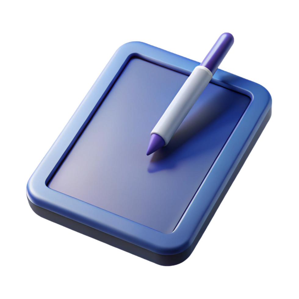 spectacular signature Tablet computer with stylus pen, angleperspective, soft lighting, isolateon transparent background,high-resolution product photography png