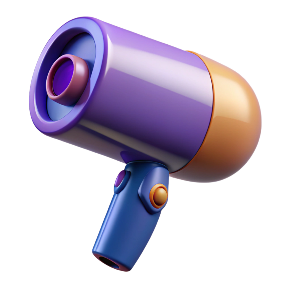 enchanting bohemian Hair dryer with concentrator nozzle attached, angleperspective, soft lighting, isolateon transparent background,high-resolution product photography top-tier png