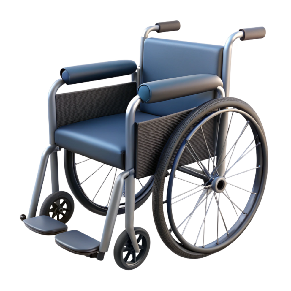 bolbreathtaking Wheelchair with black frame, paddeseat, foldable design, studio lighting, side view, photorealistic, isolateon transparent background,high-resolution product photography impeccable png