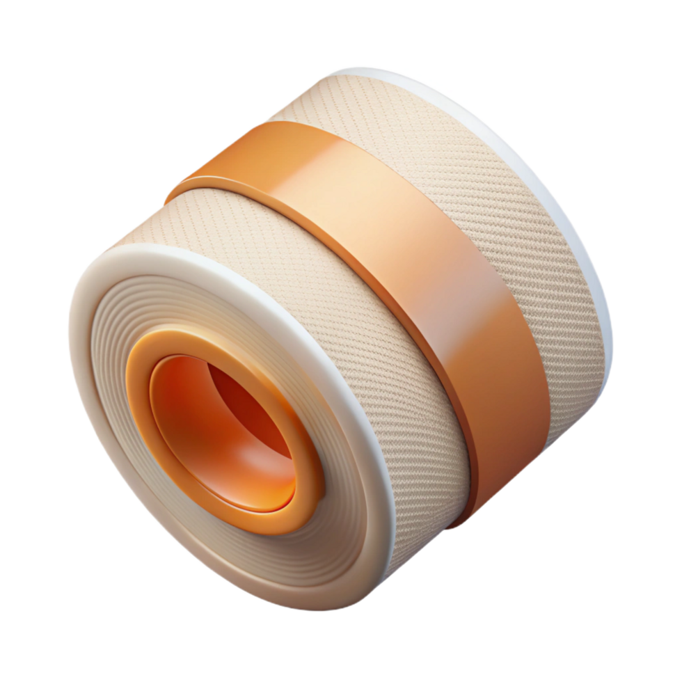 celebratetraditional Bandage roll with white gauze, adhesive edges, sterile packaging, studio lighting, photorealistic, isolateon transparent background,high-resolution product photography luxury png