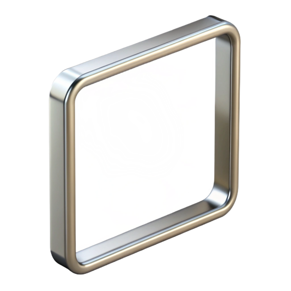 majestic contemporary Thin metal frame with a brushesilver finish, minimalist design, studio lighting, render, isolateon transparent background,high-resolution product photography masterfully captured png