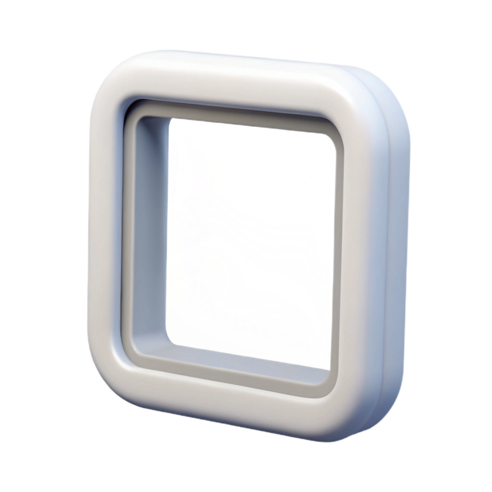 hypnotic modern Simple white plastic frame, matte finish, smooth surface, studio lighting, front view, render, with transparent background,high-resolution product photography refined png