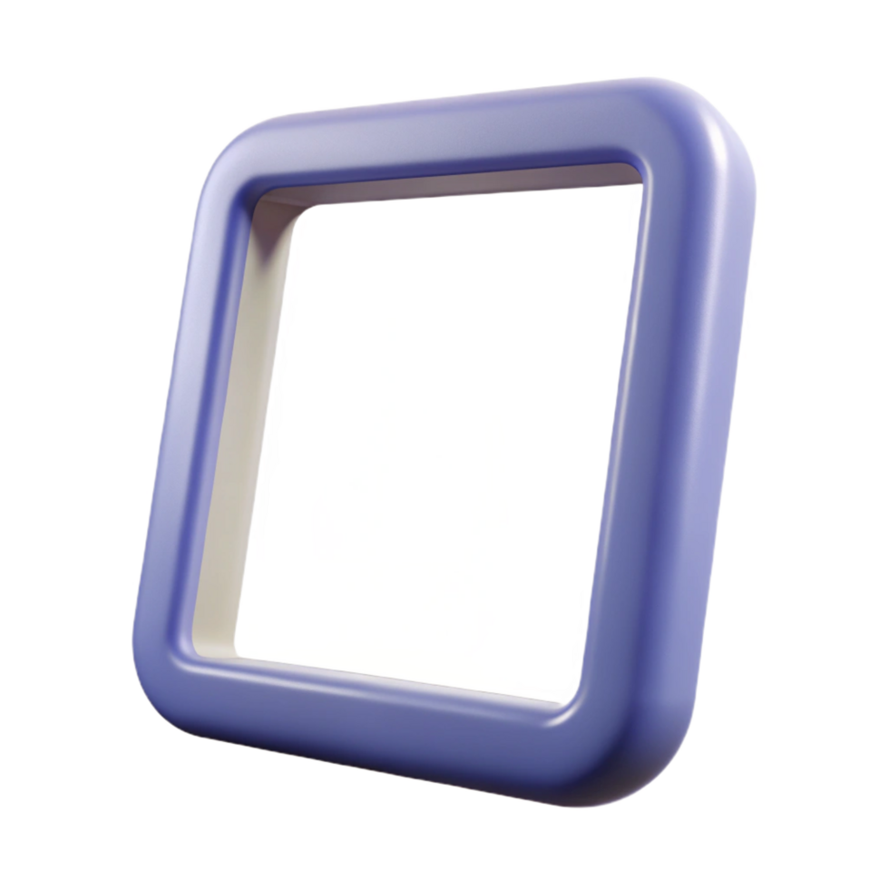 whimsical vibrant Simple white plastic frame, matte finish, smooth surface, studio lighting, front view, render, with transparent background,high-resolution product photography premium png